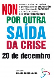 A Alianza Social Galega chama a cidadanía a concentrarse o 20 de decembro nas principais cidades e comarcas galegas
